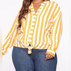Plus Size Mustard High Low Top